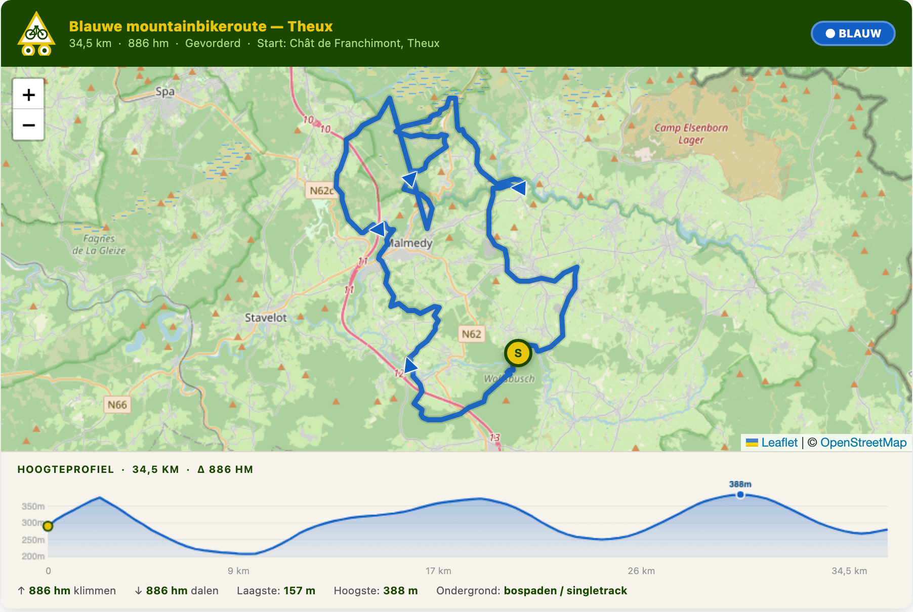 Blauwe route bij Theux - -alles over de Ardennen